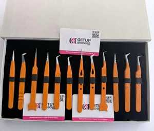 GETUP BROSONS IMPEX ชุดคีมคีบขนตาคุณภาพสูง สแตนเลสสตีล ปลายเรียบ ขนาด 10 มม. พร้อมเคลือบสีส้ม - Product Image 1