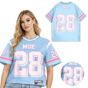 Camiseta Deportiva de Malla de Poliéster Sublimada Personalizada para Mujer, Fabricante OEM, Producción al por Mayor de Camisetas de Fútbol Americano - Product Image 1