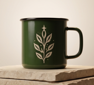 Special Eco Friendly Style Iron Enamelware Cup Leaf <b>Branch</b> Art Design <b>Light</b> Metal Drinkware Trade Supply Distribution Hub - Product Image 3