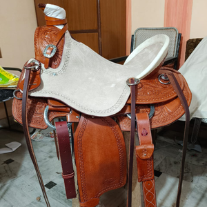 Selle de cheval en cuir western artisanale |   Siège en cuir brut 16 pouces |   Selle d'équitation florale à motifs pour le ranch |   2026 Premium Pro Max - Product Image 2