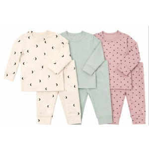 JALBEBE Set pigiama unisex per neonati, 2 pezzi, manica lunga, misto modal ed elastan, tinta unita, per casa, tutte le stagioni, top e pantaloni in morbido cotone - Product Image 1