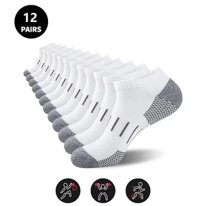 Chaussettes courtes 6 paires noires et blanches antidérapantes avec revers en polaire à séchage rapide tricotées pour la course à pied et l'hiver (adultes) - Product Image 4