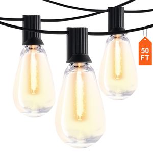 Luci a Stringa LED da Esterno 50FT Dimmerabili, Luci per Patio con 15 Lampadine S14 Infrangibili, Base E12, 2700K Bianco Giallo, Impermeabili - Product Image 1