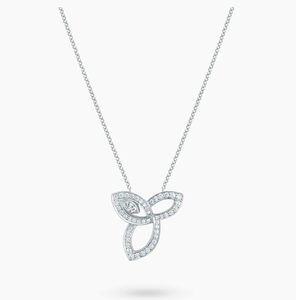 สร้อยคอรูปปมเซลติกประดับเพชรทรงกลมและทรงมาร์คีส์แบบฝังเพชร Trefoil Diamond Pave พรีเมียม รับรองคุณภาพจากห้องปฏิบัติการ สำหรับเธอ ทำจากทองคำขาว - Product Image 4
