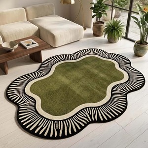 Modern Irregular Abstract Area Rug Green Black Cream Designer Carpet Soft Plush Living Room Bedroom Home Decor Style - Product Image 6