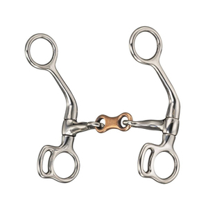 Bocado de acero inoxidable para caballo con anillos de cobre y boquilla articulada, tamaño personalizado para equitación, precio bajo - Product Image 1