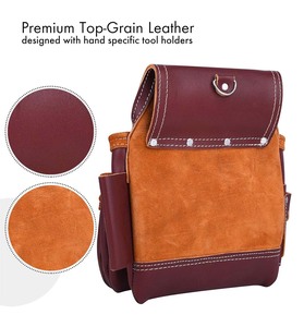 Adjustable Brown Leather Waist Bag with Roller Buckle Cooling Mesh Padding Waterproof High-Capacity Fits up to 46 Inch Waist - Product Image 4