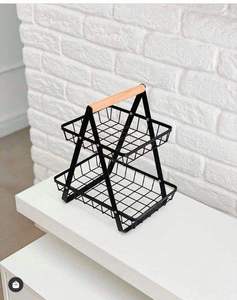 Metal fruit <b>basket</b> double layer fruit <b>basket</b> kitchen storage <b>basket</b> countertop fruit <b>basket</b> <b>bread</b> <b>basket</b> stand fruit organizer - Product Image 3