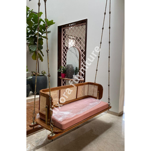 ชิงช้าไม้แกะสลักลายใบไม้สุดหรู งานฝีมือประณีต สำหรับตกแต่งภายในห้องนั่งเล่น สไตล์มหาราชา - Product Image 4