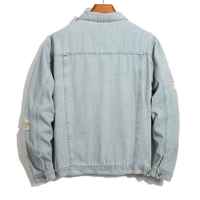 Veste en jean personnalisée pour homme, nouvelle collection, style rétro bleu déchiré, coupe classique, mode urbaine, vente en gros
