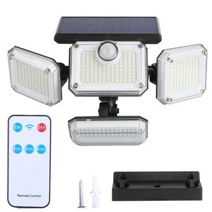 Lampade Solari da Esterno a 4 Teste con 333 LED, Angolo di Rilevamento 120 Gradi, Sensore di Movimento Solare - Product Image 1