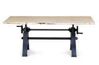 Table à manger en bois d'acacia à bord naturel, base en fer réglable en hauteur, style industriel, rectangulaire, rustique, pliable, 6 places, salle à manger d'hôtel