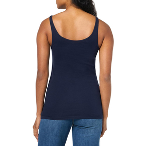 Women's Solid <b>Navy</b> Blue Scoop Neck Knitted Tank <b>Top</b> Casual Wear Regular Length - Product Image 3