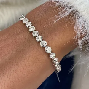 Pulsera de tenis vintage con diamantes cultivados en laboratorio de corte brillante redondo de 8.20 quilates, certificado IGI, E VS1, oro blanco de 14K - Product Image 5