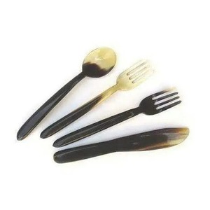 Modern Natural Buffalo Horn Eco Friendly <b>Cutlery</b> <b>Set</b> Mirror Polish Lightweight <b>Travel</b> Utensils Long Handle Spoon Fork Knife Home - Product Image 6