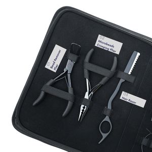 Kit d'outils pour extensions capillaires : Pince à sertir les micro-perles, Extracteur de perles, Crochet à boucle, Aiguilles courbées, Ciseaux, Peigne à queue, Pinces bec de canard, Rasoir - Product Image 3