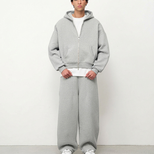 Survêtement d'hiver pour homme, design personnalisé, grammage lourd 500 GSM, en molleton 100% coton, style ample à capuche, sportif, respirant et coupe ample - Product Image 1