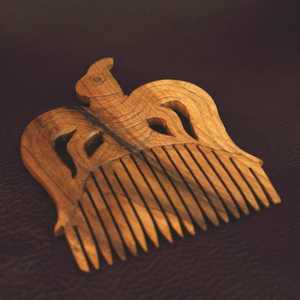Peine para Barba Redondo de Madera, Hecho a Mano, Ecológico, Impermeable, Estilo Art Deco, Desenredante para Cabello, para Hombres, Mujeres y Salones - Product Image 3