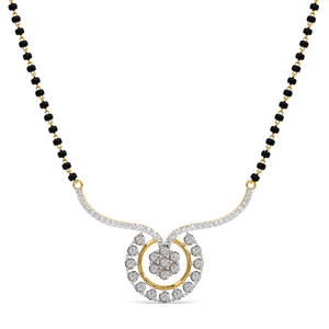 Collier chaîne traditionnel avec motif floral circulaire en forme de fer à cheval et diamants - Product Image 2