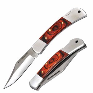 Couteau de poche en acier damas inoxydable de haute qualité avec manche en bois, couteau de survie pour l'extérieur, idéal pour les applications en cuir - Product Image 2