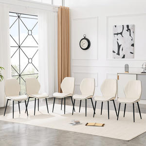 Set di 4 Sedie da Pranzo di Lusso in Ecopelle Bianca con Gambe in Metallo Nero Regolabili, Disponibili in Vari Colori - Product Image 1