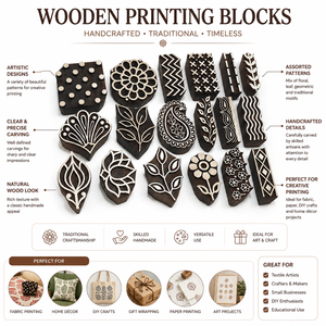 Tampons de blocs d'impression traditionnels en bois, motifs floraux assortis, outils d'impression textile faits à la main, vente en gros, Conifer Handmade - Product Image 5