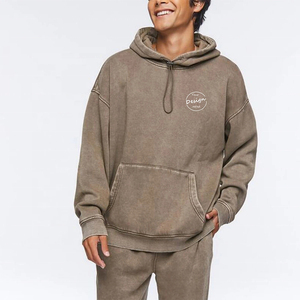 Ensemble de survêtement streetwear pour homme, effet délavé, avec sweat à capuche et pantalon de jogging, logo personnalisé, fabricant de tenues de jogging en coton - Product Image 2