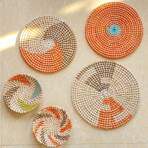 Nouvelle arrivée rustique jonc de mer plaque murale à la mode bohème plante multifonctionnelle en osier tenture murale différentes tailles pour la maison - Product Image 4