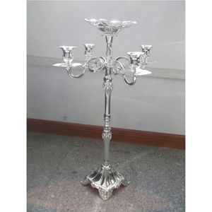 Luxury 5 Arm Silver Candelabra Ornate Metal Candle Holder Elegant <b>Tall</b> Taper Stand for Wedding Centerpiece & Home <b>Table</b> Decor - Product Image 5