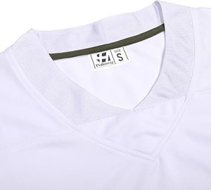 White Short Sleeve T-<b>Shirt</b> With Pink Stripes On Sleeves Polyester Material Lightweight Sports Wear - Product Image 6