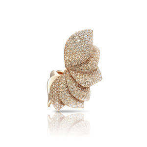 Flower Shape <b>Cocktail</b> <b>Ring</b> Women 18K Solid <b>Gold</b> Rose <b>Gold</b> Plated Diamond Luxury Fine Jewelry - Product Image 1