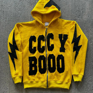 Vente en gros de sweats à capuche pour hommes en molleton épais vintage, style hip-hop, avec strass, effet vieilli, unis, personnalisables, délavés à la pierre et découpés au laser - Product Image 3