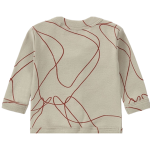 Cardigan en coton neutre pour bébé avec imprimé lignes rouges, pull doux à manches longues et boutons sur le devant pour nouveau-né, nourrisson et tout-petit - Product Image 2