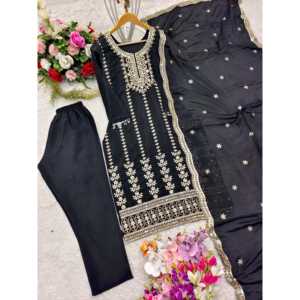 Hermoso conjunto de Top-Pent y Dupatta para mujer con trabajo de secuencia para fiestas - Product Image 4