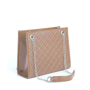 Sacs fourre-tout décontractés en cuir de vachette véritable beige pour femmes, avec chaîne, de haute qualité, OEM 2026, souples, à la mode, avec logo personnalisé - Product Image 4