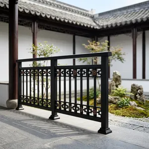 Rampe de balcon en fer de style chinois, fixation murale, résistante à la rouille, finition noire, pour cour. - Product Image 6