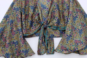 Nueva llegada BOHEMIAN HIPPIE TOP Bell manga Tie Top Fleetwood Mac Stevie Nicks verano Crop Hippie Top para mujer - Product Image 3