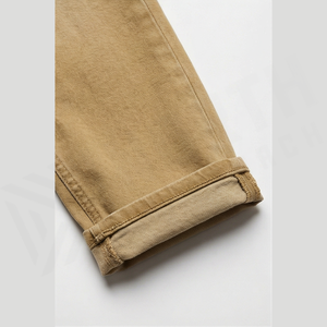 Jean en denim de coton coupe droite taille haute ajustée pour homme, style décontracté automne, couleur unie - Product Image 6
