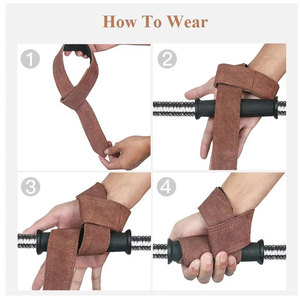 Attelle de poignet Rhino Fitness en coton avec fermeture auto-agrippante marron – Soutien pour la musculation, utilisation main droite, protection flexible du poignet - Product Image 2