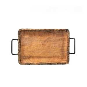 Belladec for Wood Lightweight Customized Serving <b>Tray</b> with <b>Black</b> Metal Handles-Classic Home Decor - Product Image 6