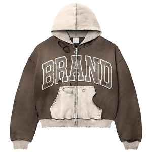Sudadera con Capucha para Hombre, Diseño Personalizado con Estampado de Diamantes de Imitación, Ecológica, de Alta Calidad, 100% Algodón, Corte Holgado, Estilo Urbano Otoñal - Product Image 3