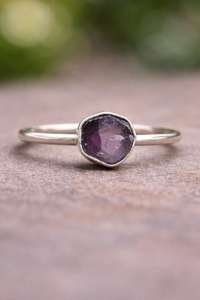 Raw Amethyst <b>Ring</b> in Prong <b>Set</b> Sterling <b>Silver</b> Handmade Stone <b>Ring</b> February Birthstone Jewelry Elegant Amethyst Statement <b>Ring</b> - Product Image 2