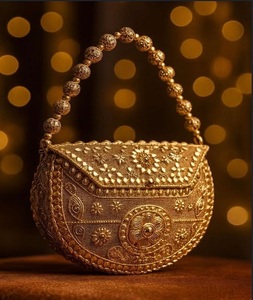 Handmade Sequissential Indian Brass Metal Mosaic Antique Gold-Plated Customized High Quality F S International Clutch Bag - Product Image 3