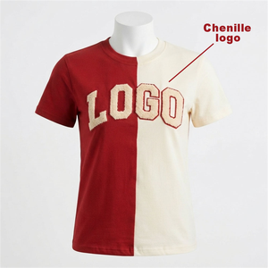 High Quality Cotton Two Tone Red <b>White</b> Sorority <b>TShirt</b> With Chenille Patches Customized Greek Apparel Greek Sorority T Shirt - Product Image 1