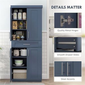 Mobile da Cucina in Legno Massello Stile Moderno, Armadio Multifunzionale con Pannelli in Compensato e Melamina, Arredamento per Soggiorno - Product Image 6