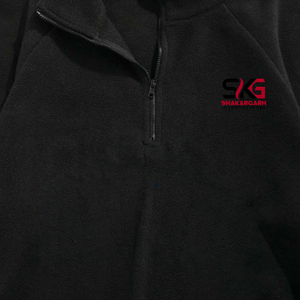 <b>Black</b> <b>Women's</b> Quarter Zip <b>Fleece</b> Pullover Hoodie Stand Collar Washed Softshell Jacket with Front Logo Pocket for Winter - Product Image 3
