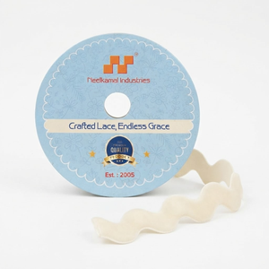 Ruban en velours 100% nylon crème ivoire 25 mm, résistant au rétrécissement, à bord ondulé, pour bouquets de mariée, boîtes de cadeaux de luxe, cadeaux pour bébés - Product Image 1