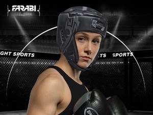 Protège-tête de boxe Farabi en cuir véritable avec logo personnalisé, vente en gros, léger, pour adultes, équipement d'entraînement d'arts martiaux, évacuation de l'humidité - Product Image 5
