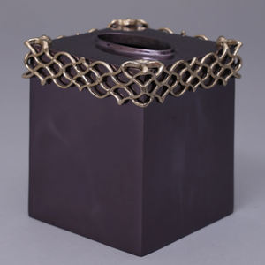 Boîte à mouchoirs en métal de couleur noire de qualité supérieure, en forme de fleur, adaptée aux tables élégantes, aux mariages ou à la décoration de repas festifs - Product Image 3