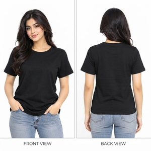 Camiseta con Cuello Redondo, Diseño Único, Manga Corta, Ecológica, Venta al Por Mayor, Informal, para Mujer, Estampado a Cuadros, Corte Ajustado - Product Image 6